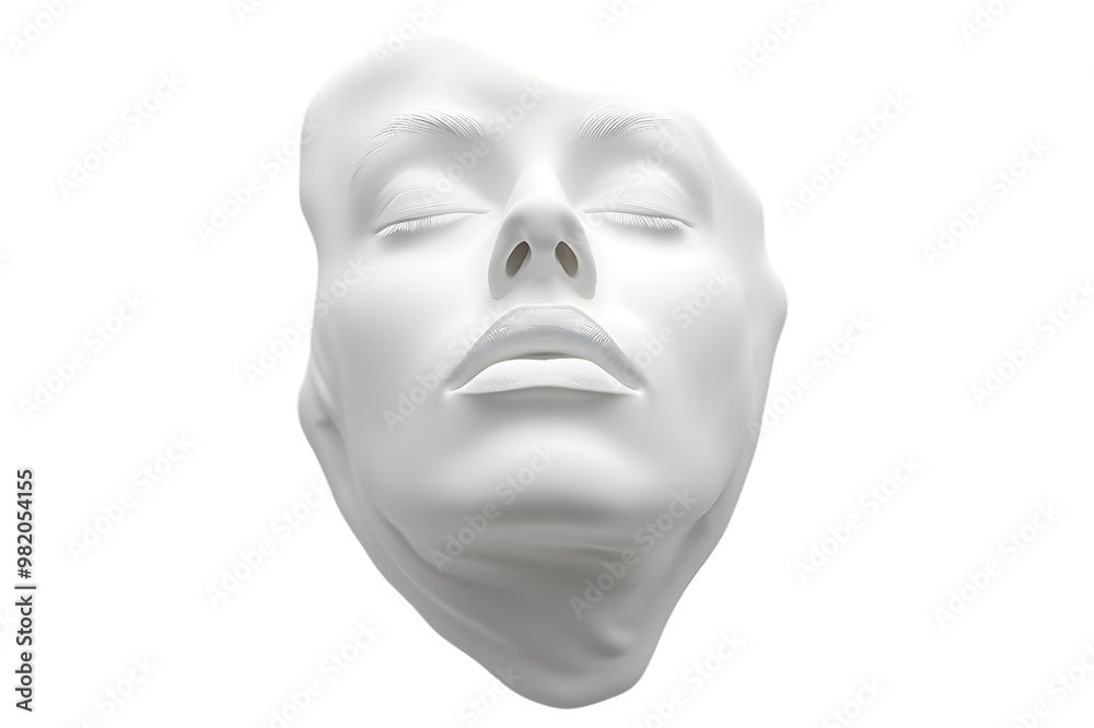 White statue face made of gypsum isolated on transparent background White statue face made of gypsum isolated on transparent background