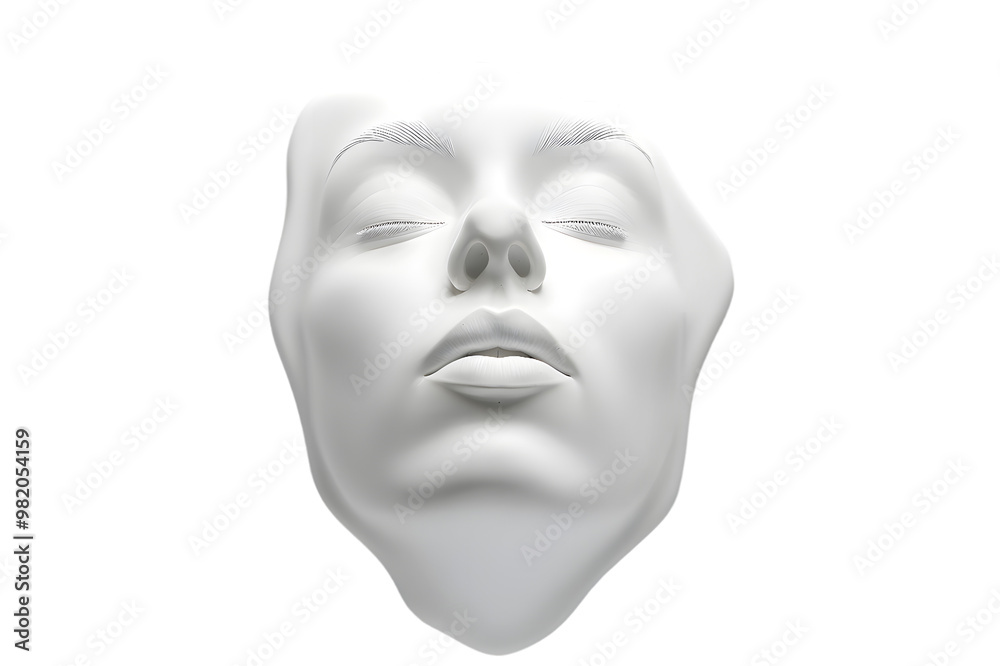 White statue face made of gypsum isolated on transparent background White statue face made of gypsum isolated on transparent background