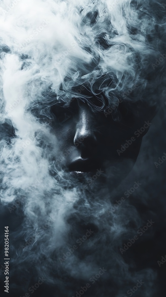 A mysterious figure obscured by swirling smoke. A mysterious figure obscured by swirling smoke.