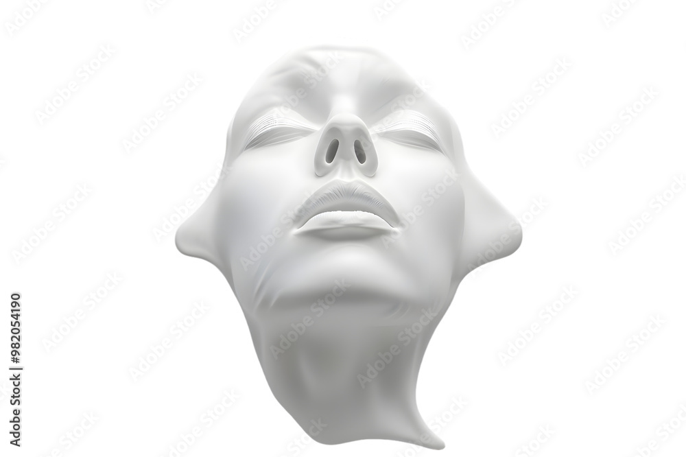 White statue face made of gypsum isolated on transparent background White statue face made of gypsum isolated on transparent background