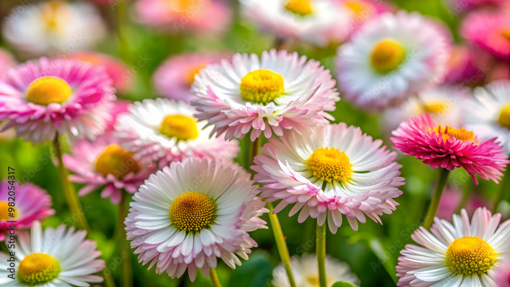 Pretty white and pink daisy fleabane flowers blooming in a garden during spring, daisy fleabane, wildflower Pretty white and pink daisy fleabane flowers blooming in a garden during spring, daisy fleabane, wildflower