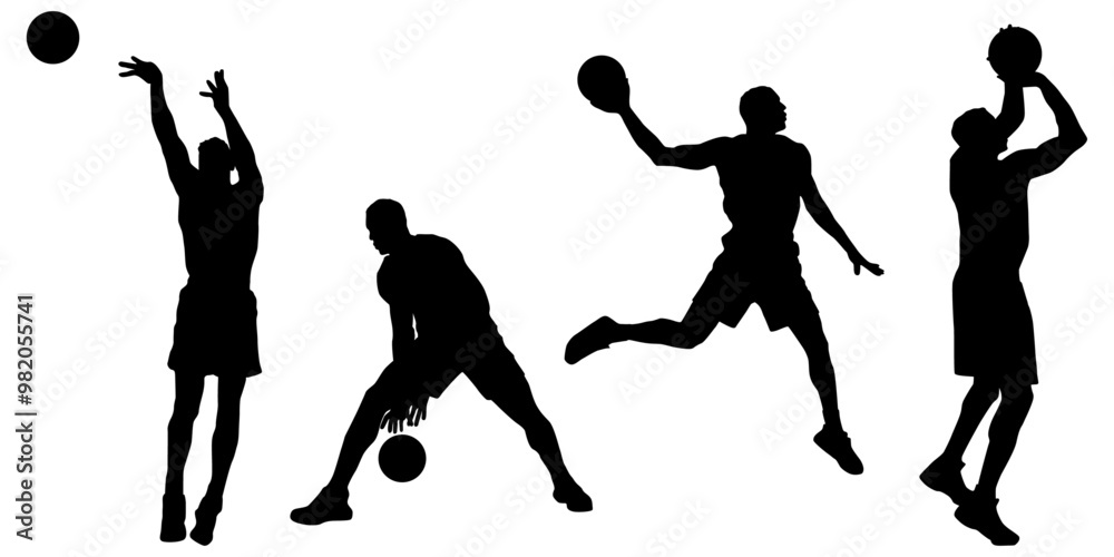 custom made wallpaper toronto digitalSilhouettes, Basketball Players Silhouettes, Sport Men, Black, Collection, Silhouette, Jump, Run, Ball, Lifestyle, Playoff, Dynamic, Player, Vector