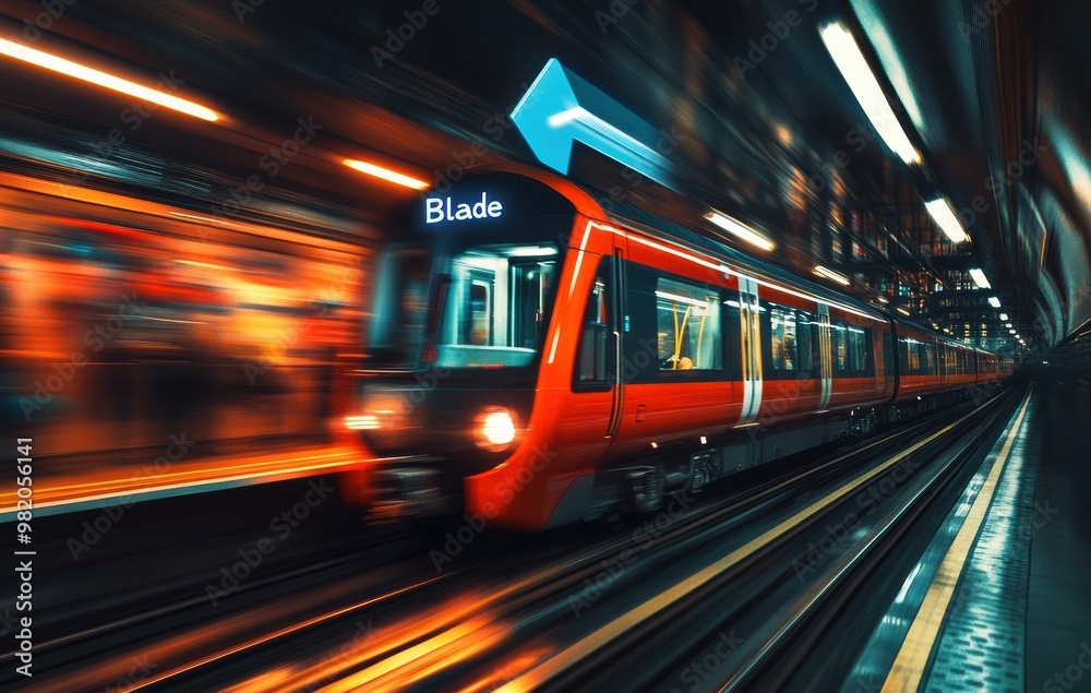 A fast-moving subway train captured with a long exposure, creating dynamic light trails and a sense of speed. The image emphasizes urban motion and modern transportation. A fast-moving subway train captured with a long exposure, creating dynamic light trails and a sense of speed. The image emphasizes urban motion and modern transportation.