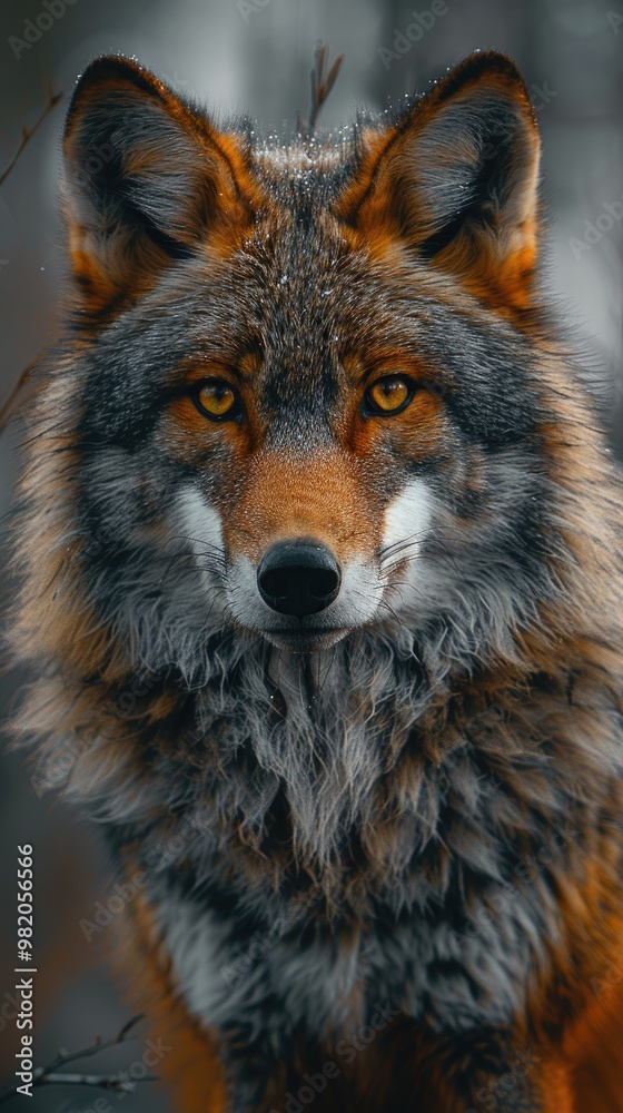 Fototapeta premium Majestic Wolf with Intense Gaze