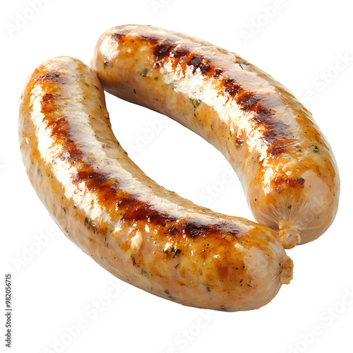 Bavarian sausage isolated on transparent background photo