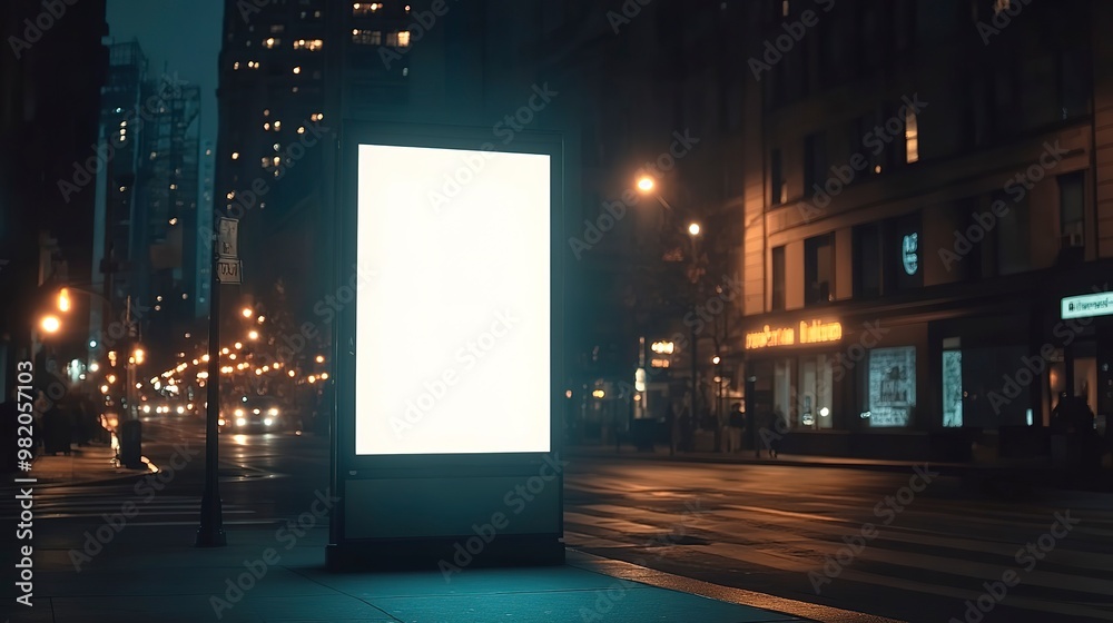 Empty vertical white blank street billboard at evening Empty vertical white blank street billboard at evening