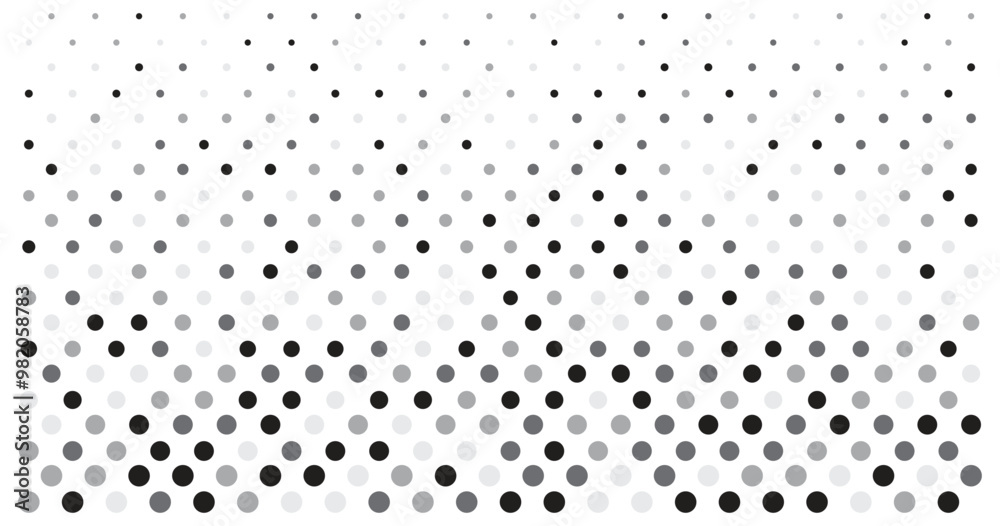 Dot halftone gradient grey pattern background, polka shape circle seamless pattern.