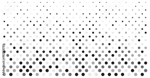 Dot halftone gradient grey pattern background, polka shape circle seamless pattern.