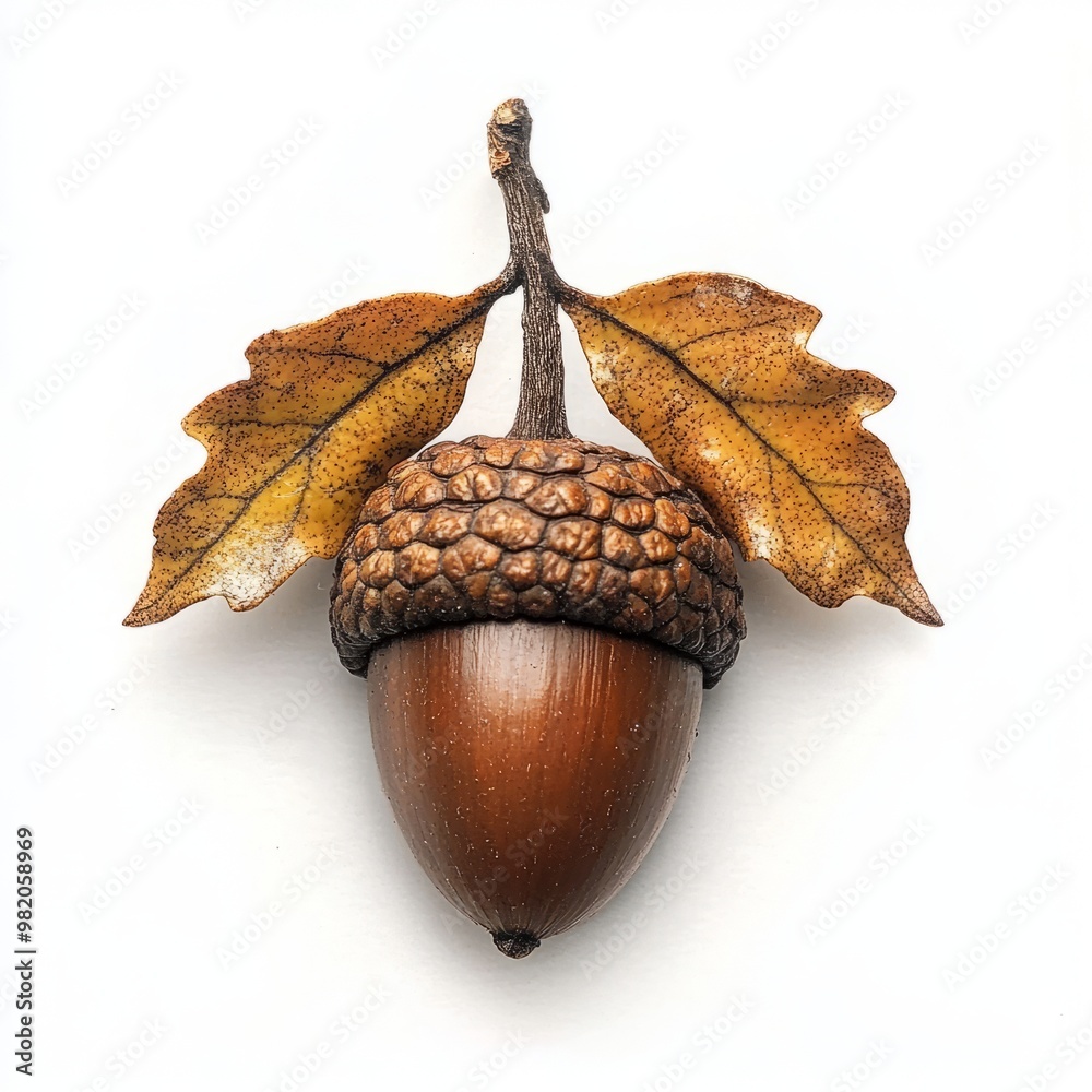 Acorn Visual Detailed close-up of a realistic acorn with leaves, showcasing natural ...