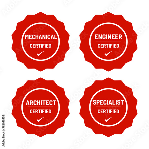 Certified Professional Badges for Mechanical Engineer, Architect, and Specialist.