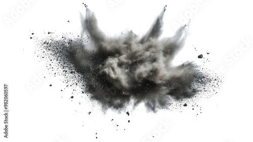 Sand flying explosion on a white transparent background photo