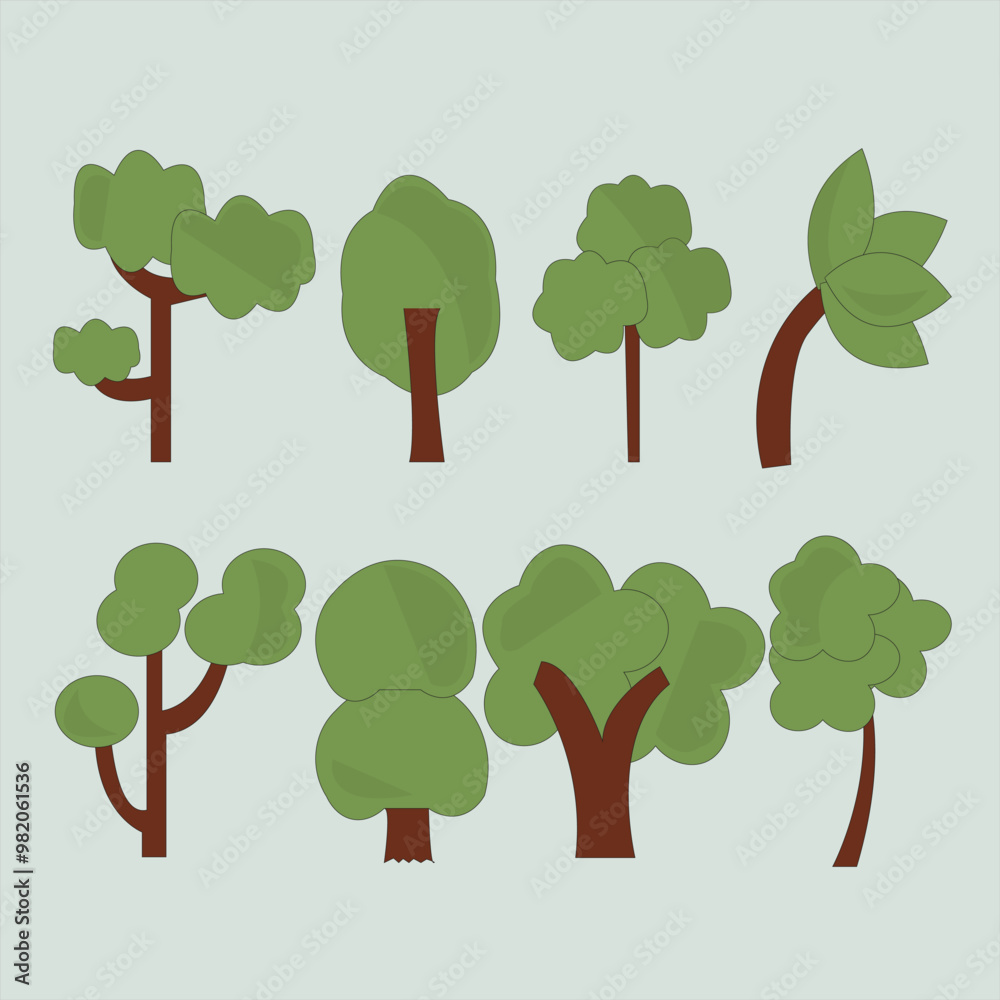 Fototapeta premium various forms of trees illustration