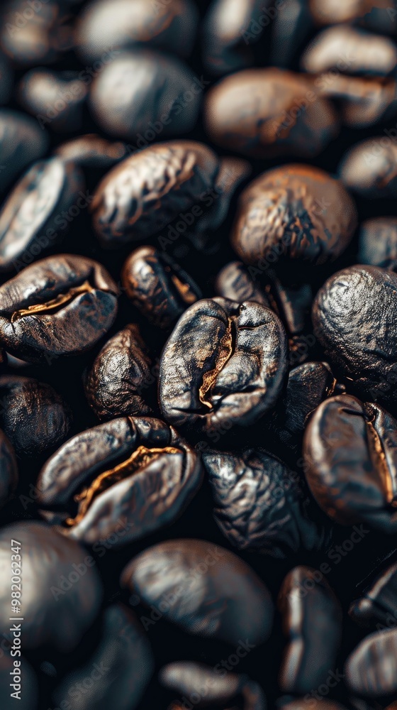 Obraz premium Dark Roasted Coffee Bean Pattern