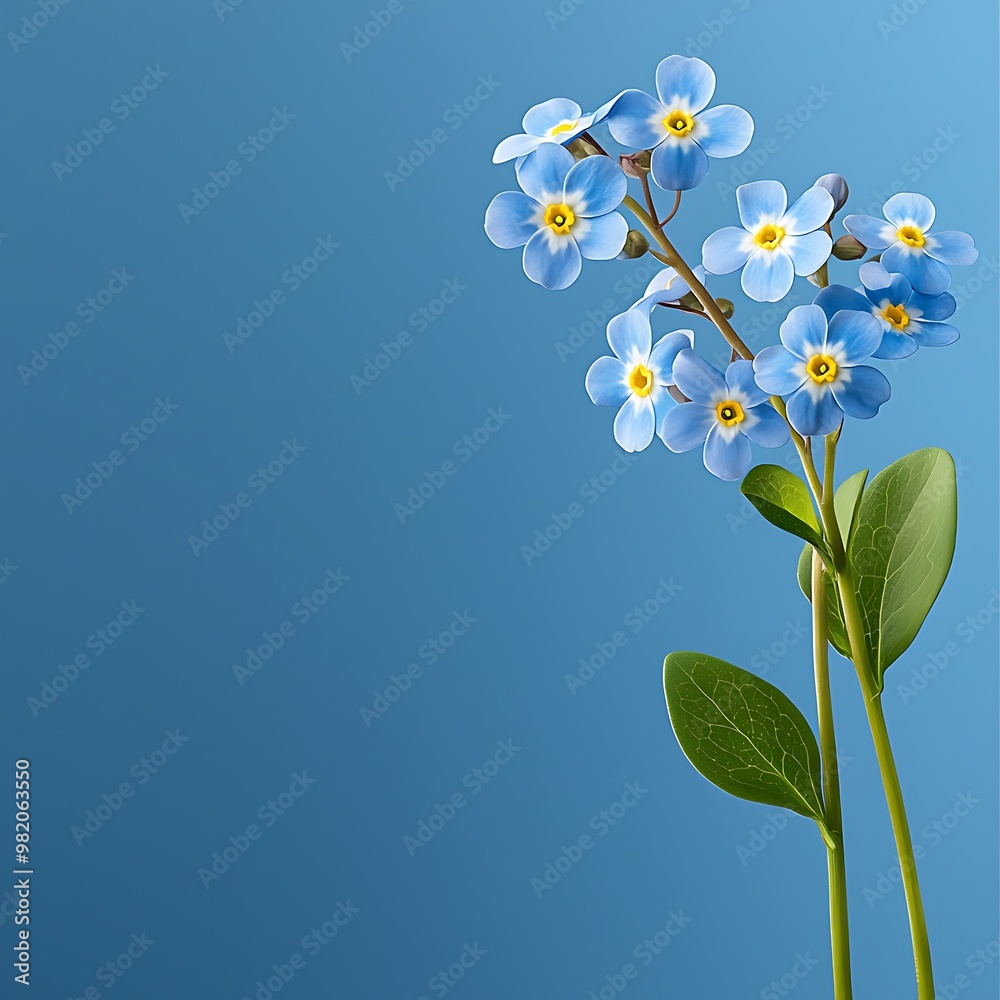 Forget-me-not flower with an isolated powder blue background Forget-me-not flower with an isolated powder blue background
