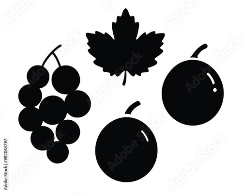 grapes and leaves silhouette design