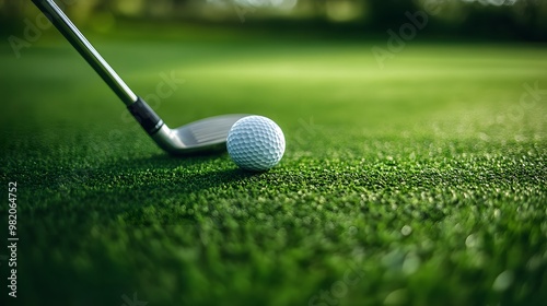 Golf Club and Ball on a Lush Green Course