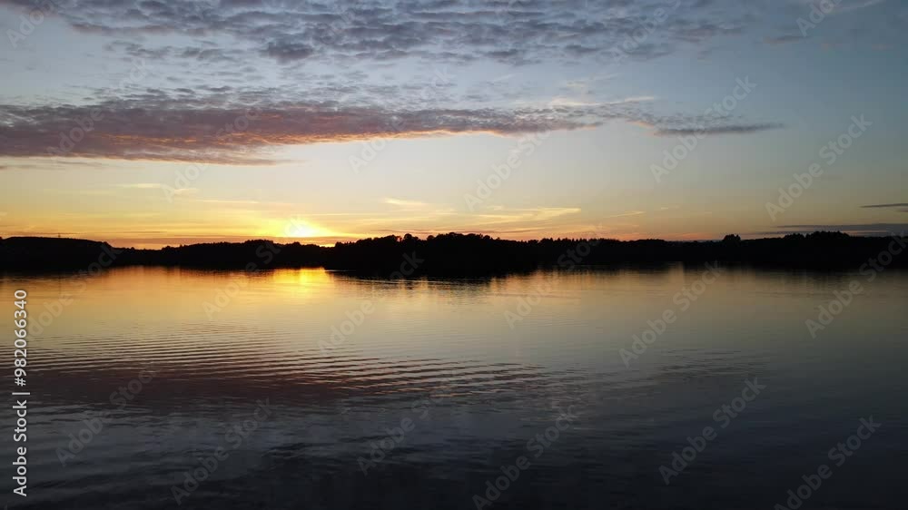 Aerial Drone Shot of Lake Stokkavatnet at Sunset, Stavanger, Norway Aerial Drone Shot of Lake Stokkavatnet at Sunset, Stavanger, Norway