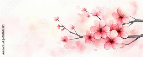 Cherry blossoms, delicate pink petals, soft watercolor sketch, detailed branches, botanical illustration, serene spring scene, gentle hand-drawn style photo