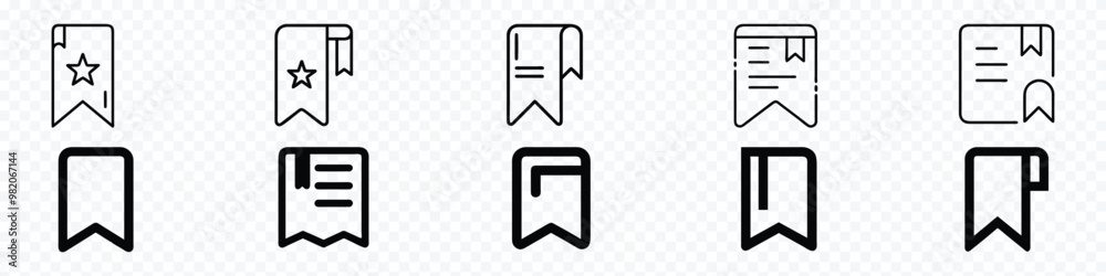 bookmark icon. Bookmarks vector icons on transparent background ...