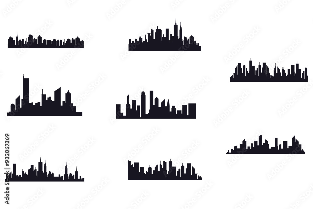Naklejka premium City Building Silhouette SET