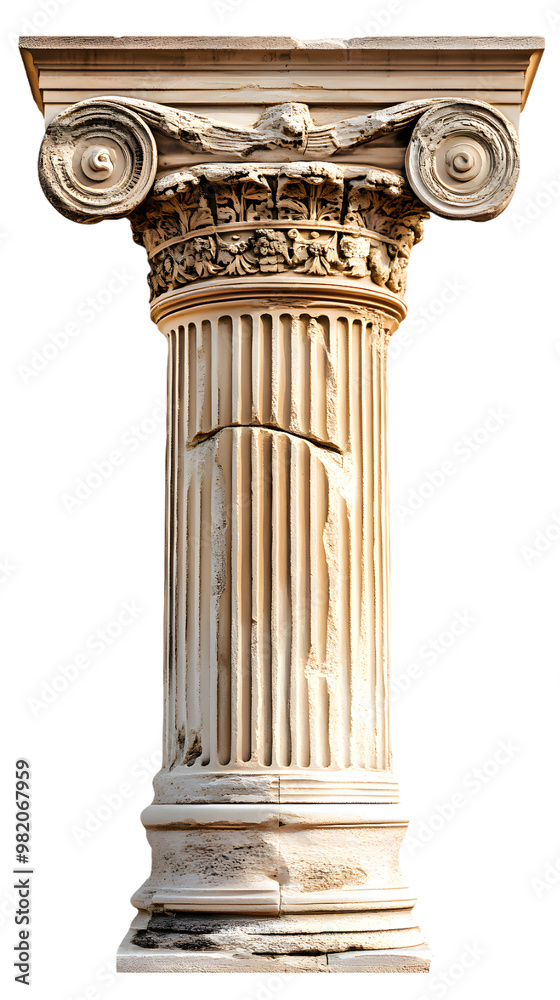 Fototapeta premium Ancient Greek column isolated on transparent background