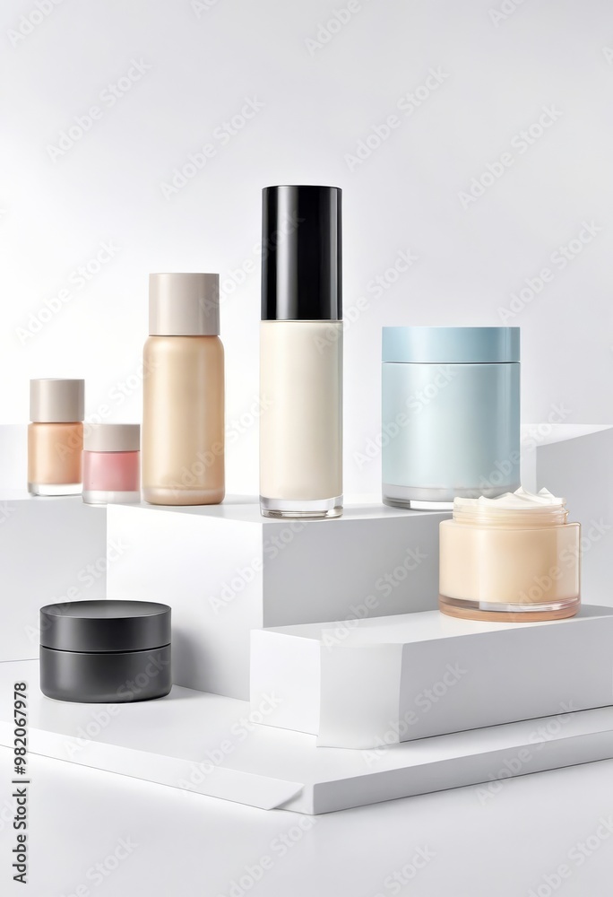 mockup cosmetic bottles on a light background. Advertising of skin care packaging mockup cosmetic bottles on a light background. Advertising of skin care packaging