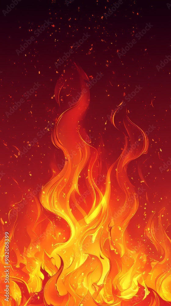 Fototapeta premium Dynamic Flames Dancing Against a Dark Backdrop Create an Intense and Vivid Fiery Display