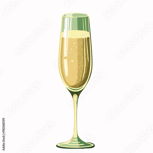 Glass of champagne on isolated background vector illustration.