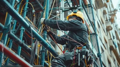 Construction Worker on Scaffolding