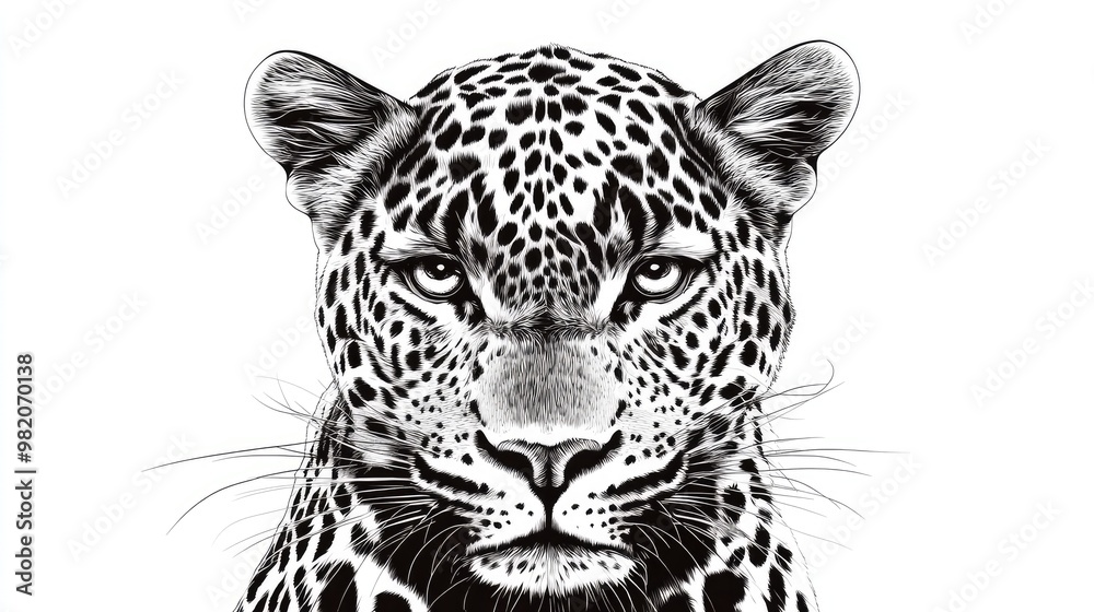 A fierce leopard vector art illustration, with intricate patterns and sharp details, set against a clean white backdrop for a striking effect A fierce leopard vector art illustration, with intricate patterns and sharp details, set against a clean white backdrop for a striking effect