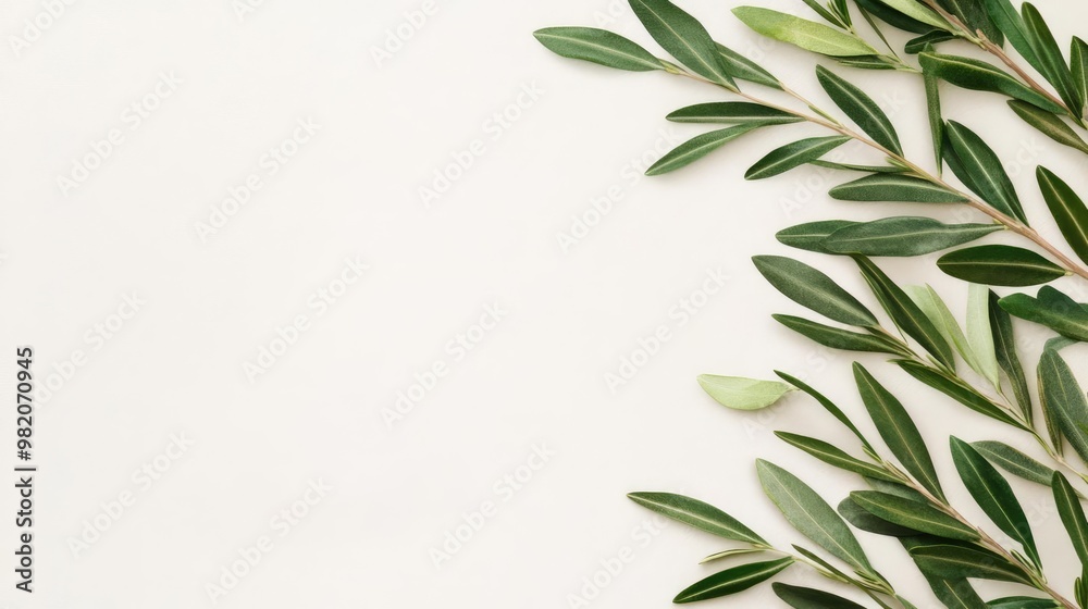 Olive tree branches, soft green leaves, Mediterranean feel, watercolor style Olive tree branches, soft green leaves, Mediterranean feel, watercolor style