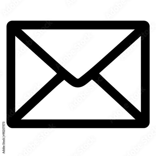 Minimalist envelope symbol indicating communication, png, transparent background.