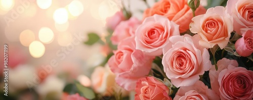 Roses in full bloom, soft brushstrokes, delicate petals, watercolor style