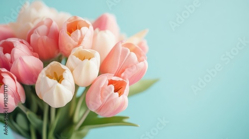 Tulip bouquet, soft lighting, delicate buds, pastel palette, watercolor style