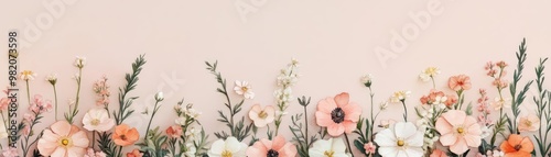 Pastel wildflowers, gentle brushstrokes, pure nature scene, watercolor style