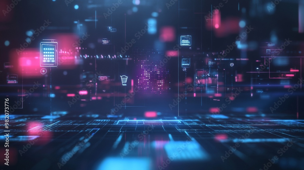 Sleek Cyber Monday Background with Virtual Product Elements Sleek Cyber Monday Background with Virtual Product Elements