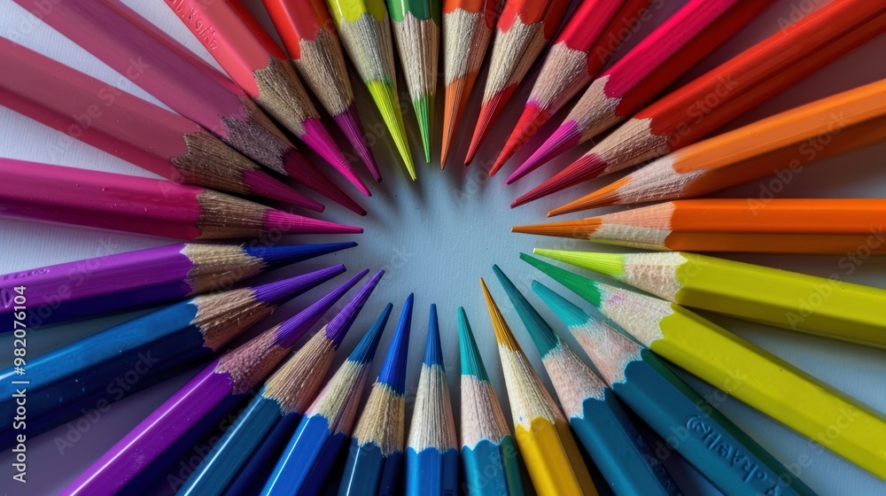 Colorful Pencils Arranged In A Circle Colorful Pencils Arranged In A Circle