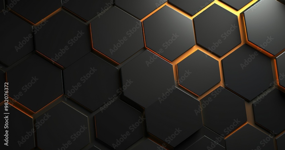 hexagon pattern and shadows, with dark grey color, with golden line