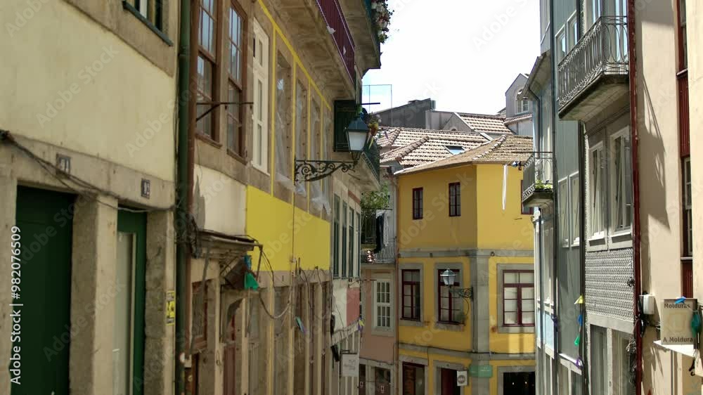 Some buildings from a street view in Porto, Portugal.