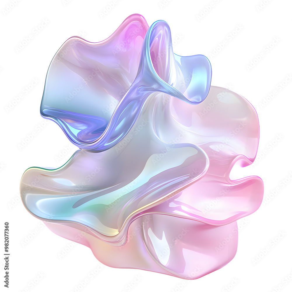 3D render of fluid translucent liquid shape with iridescent blue color isolated on transparent background 3D render of fluid translucent liquid shape with iridescent blue color isolated on transparent background