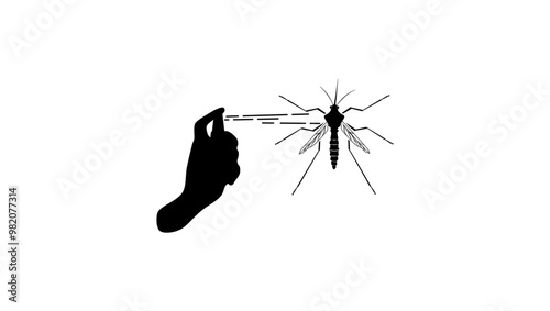 Mosquito Spray, black isolated silhouette