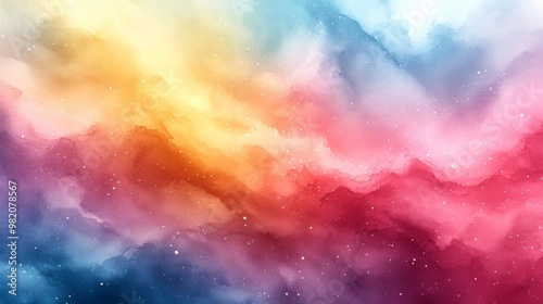 Abstract Watercolor Galaxy with Stars