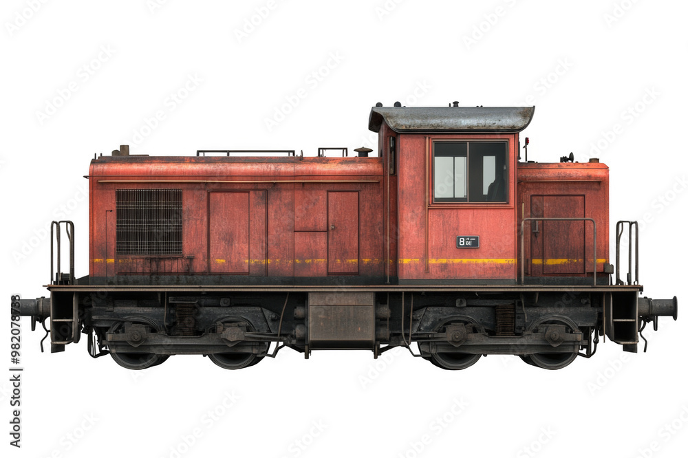 Train locomotive in full size on transparent background