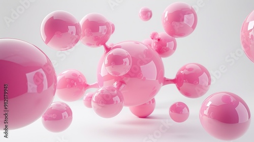 Hyper real Pink Single Molecule, white Background