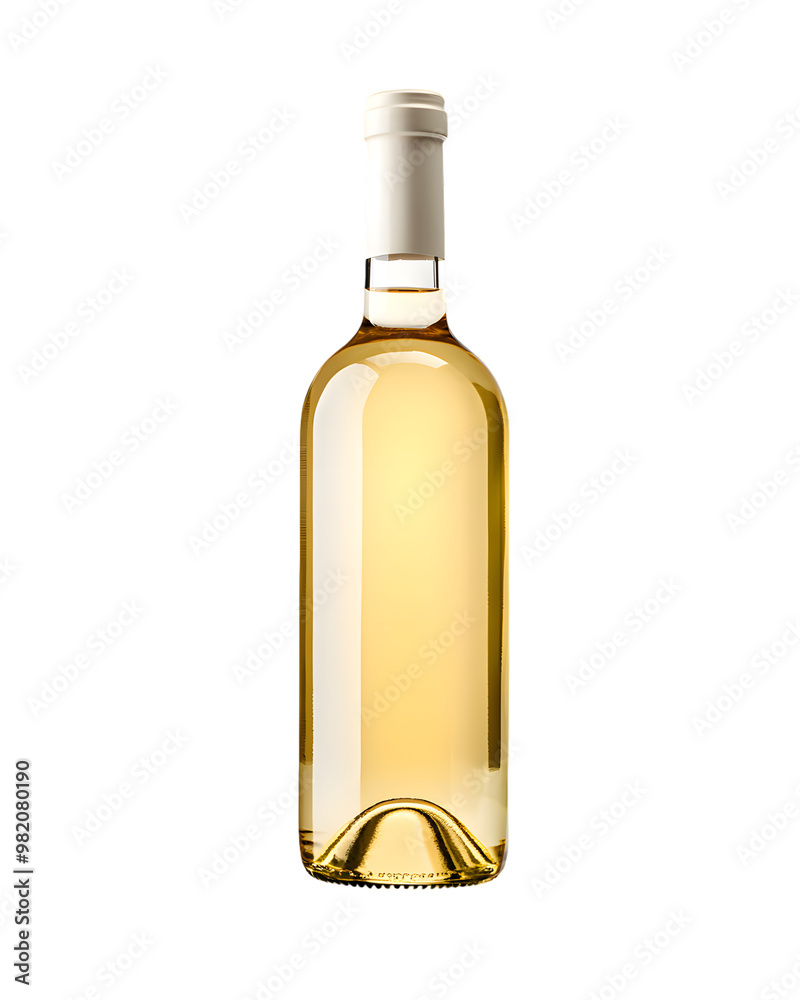 A bottle of white wine mock up isolated on transparent background A bottle of white wine mock up isolated on transparent background