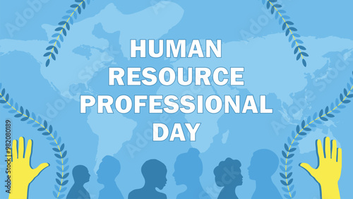 Human Resource Professional Day vector banner design with geometric shapes and vibrant colors on a horizontal background.