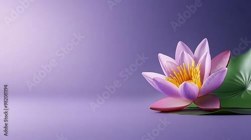 Lotus flower on an isolated soft purple background