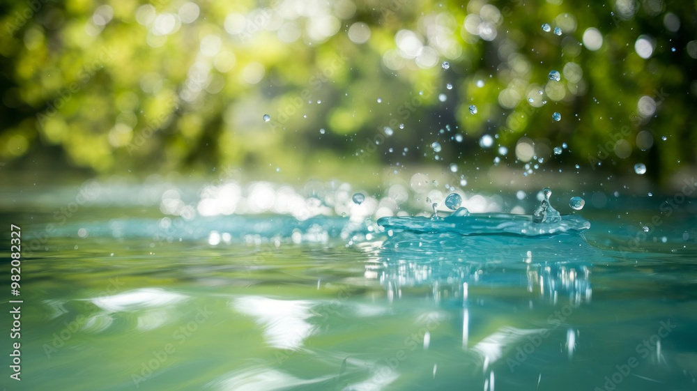 Macro bubbles of water on blue background