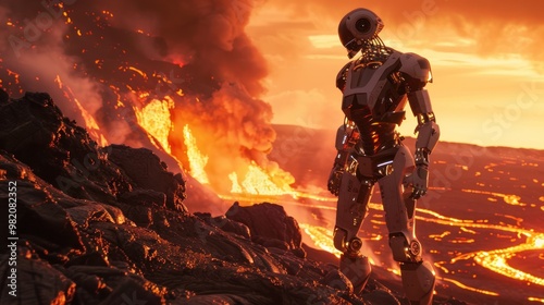 Robot in a Volcanic Landscape