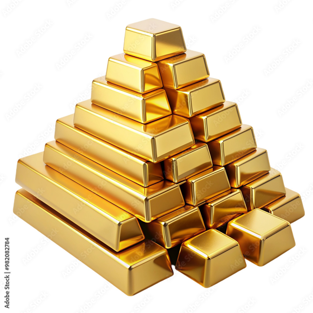 Set of gold bars piles of gold lingots isolated on transparent background. Set of gold bars piles of gold lingots isolated on transparent background.